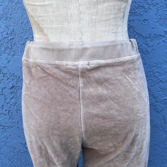 Y2k Velour Track Pants Beige Size Medium 2000s Wide leg Esprit lounge wear - Picture 8 of 12